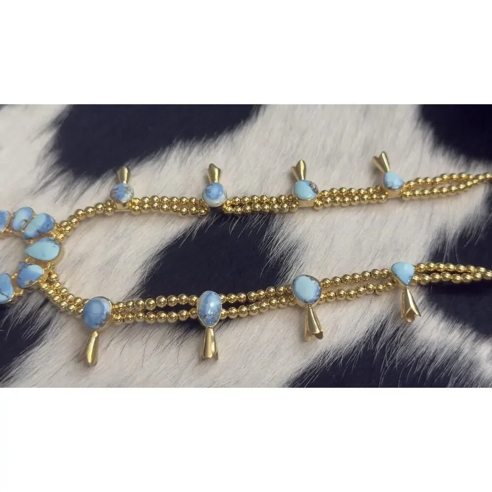 Affordable Golden Hills Turquoise Squash Blossom Necklace Gold on Sterling